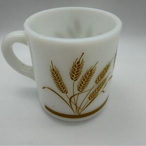 Vintage Hazel Atlas Milk Glass Coffee Mug Golden Harvest Wheat Pattern